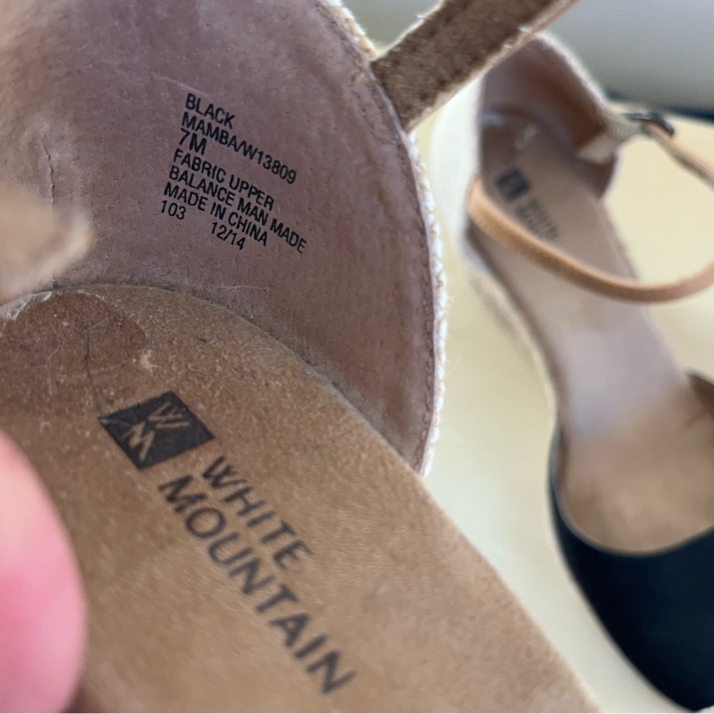 White Mountain Wedge Espadrille Ankle-Strap Sandals - Black/Tan - Picture 10 of 10
